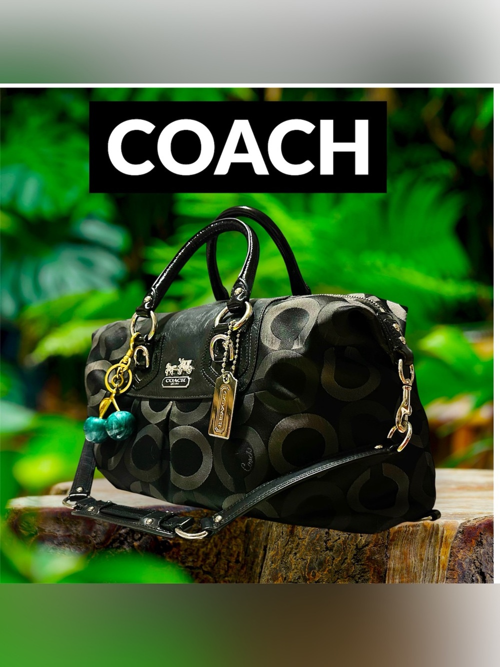 Vintage style Coach soho shoulder Bag Black Signature Satchel Bag tote handbag - Picture 7 of 17